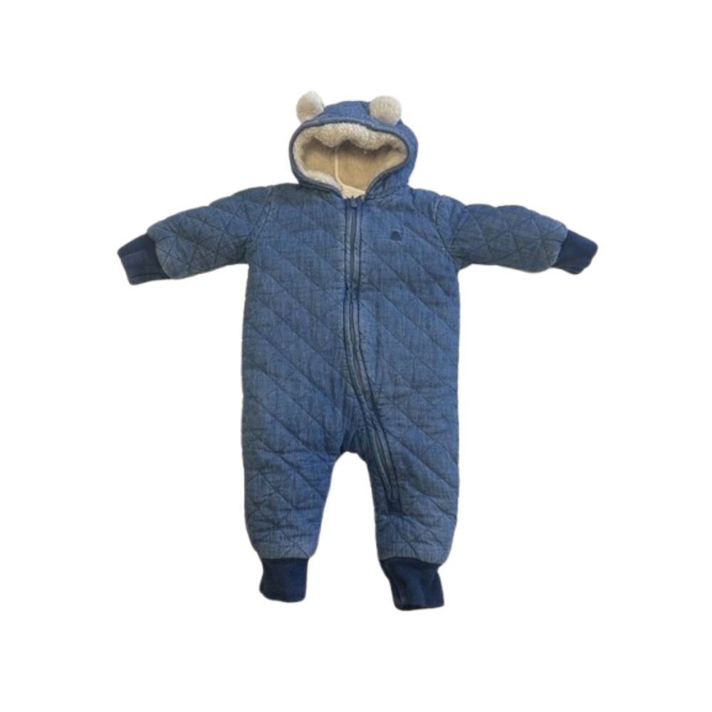 Gap Baby Quilted Denim Cozy One-Piece Size 3/6 Months Sherpa Lined Zip 90s